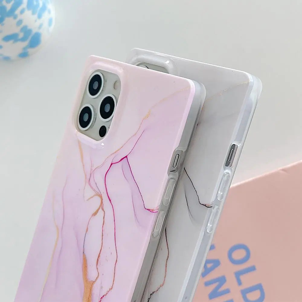 Square Edge Marble Case • iPhone Pro Series