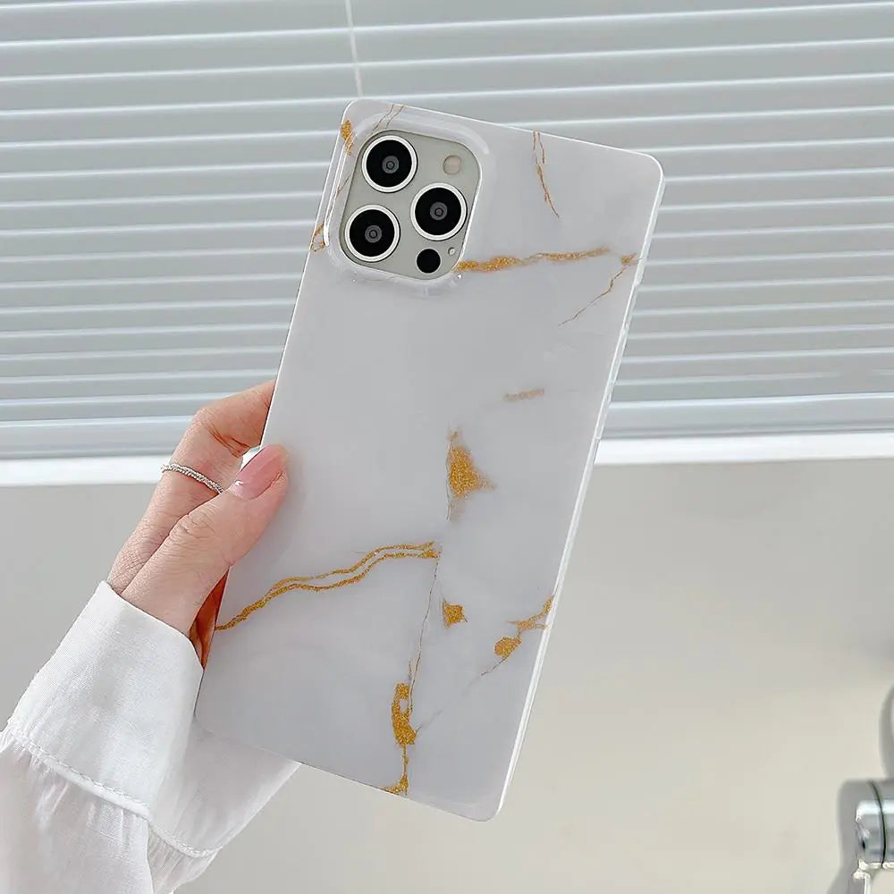 Square Edge Marble Case • iPhone Pro Series