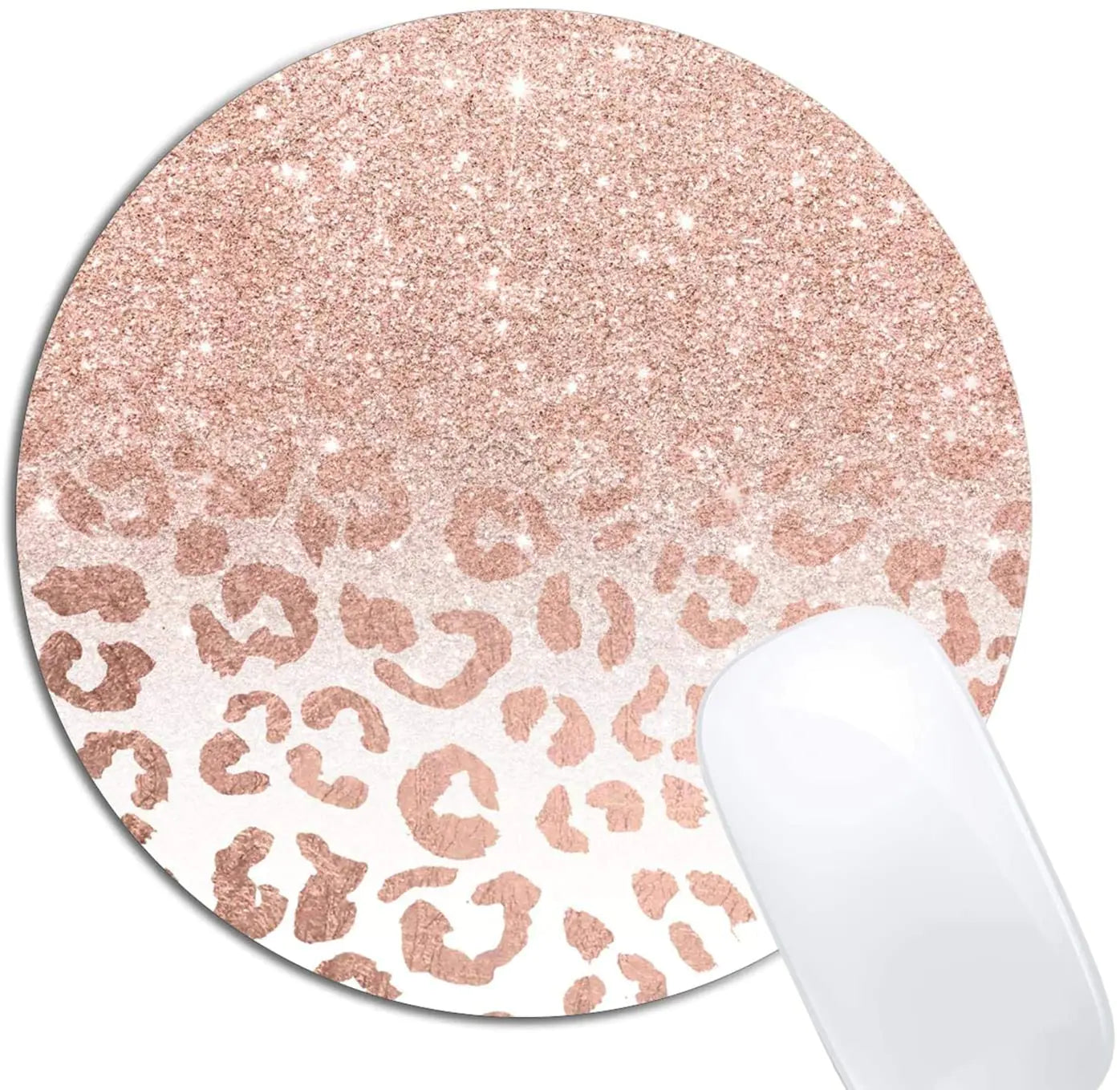 Rose Gold Leopard Glitter Mouse Pad
