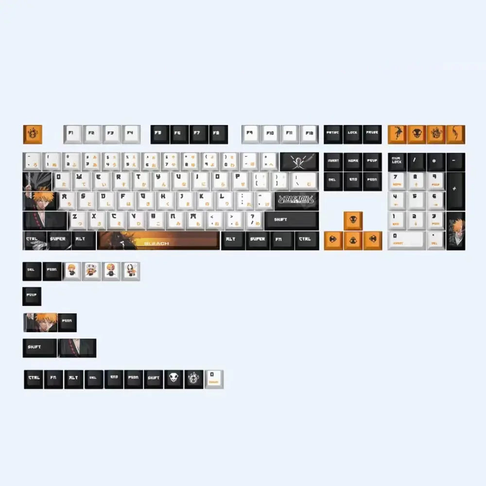 Bleach Anime Keycaps Set • 128 PBT Keys for Cherry MX