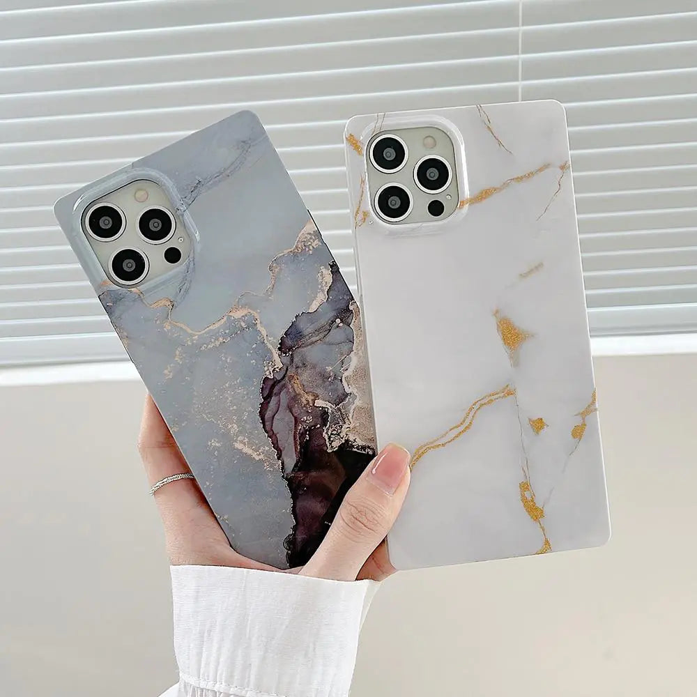 Square Edge Marble Case • iPhone Pro Series