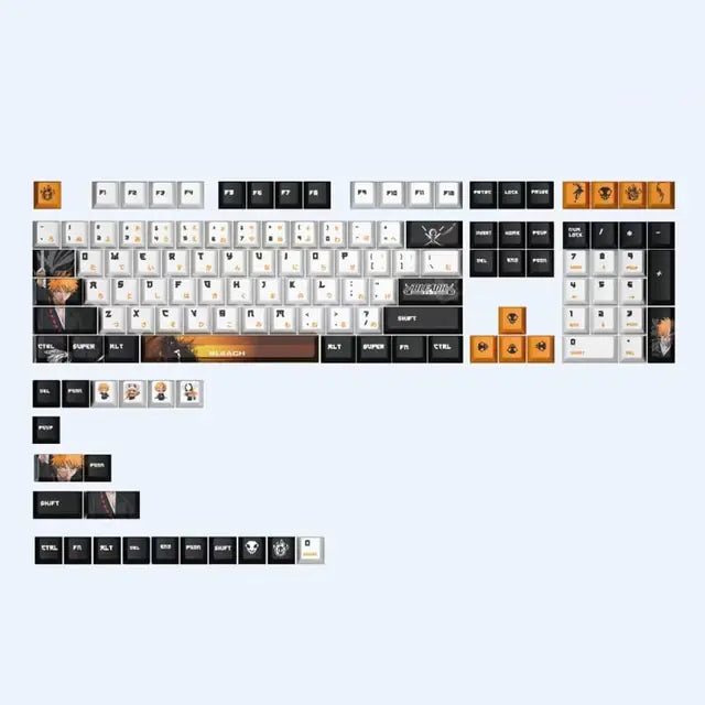 Bleach Anime Keycaps Set • 128 PBT Keys for Cherry MX