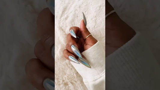 Holographic stiletto nails thumbnail from Nail Day YouTube short