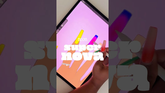Supernova nail set thumbnail from Nail Day iPad sketch YouTube short — neon airbrushed gradient nail art