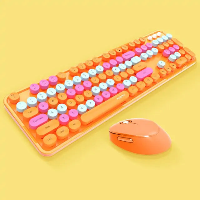 Wireless Candy Color Round Keycap Keyboard Set for PC