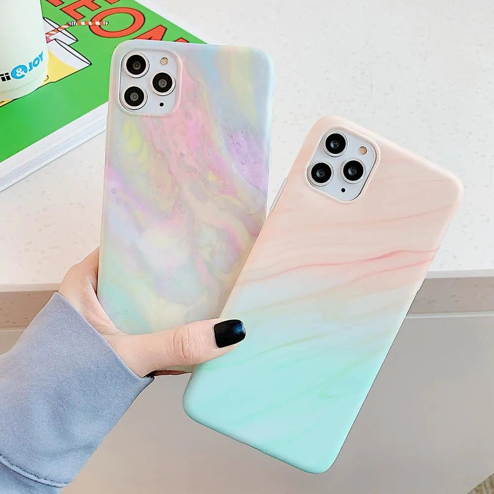 Soft Gradient Marble Cases for iPhone (X, XR, XS, 11, 12, 13, Pro Max)