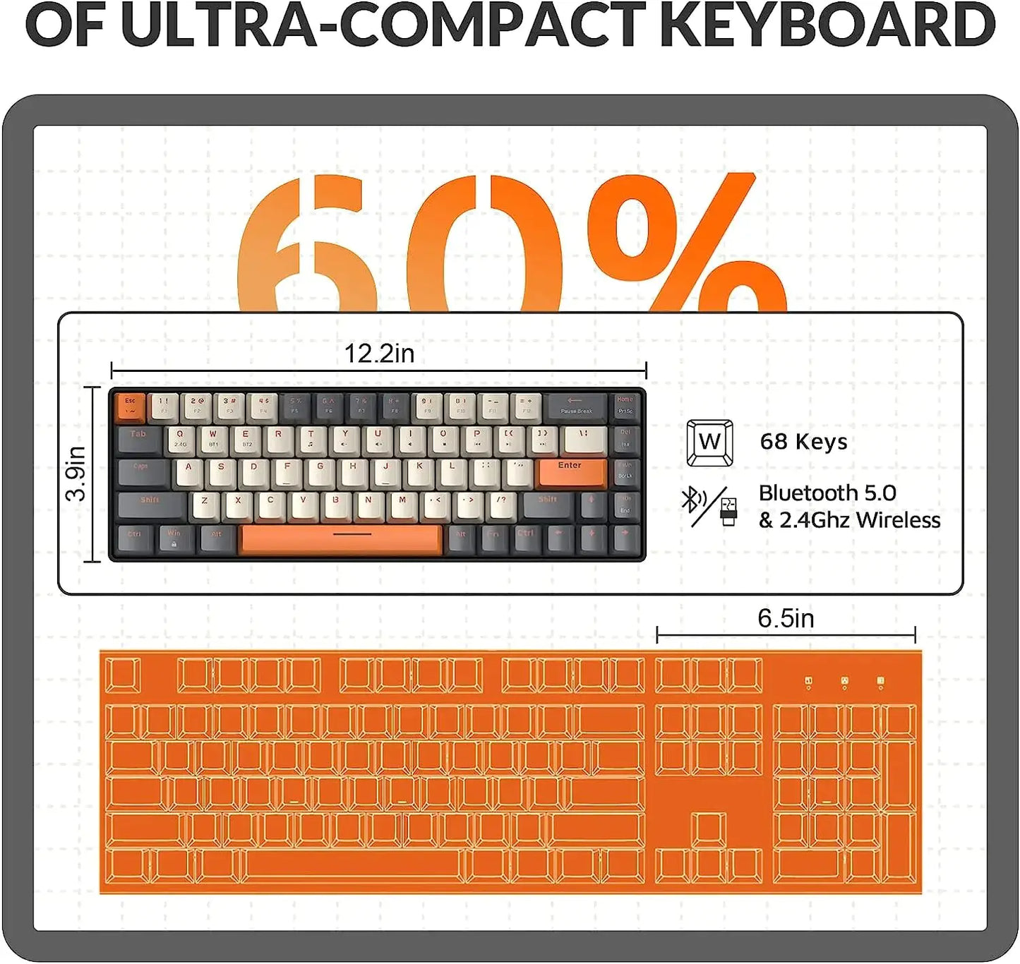 Retro Bluetooth Wireless Mechanical Keyboard