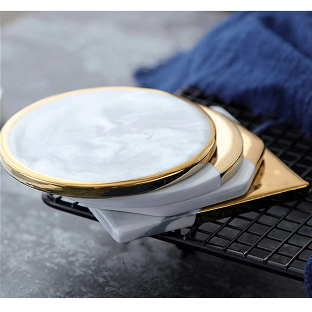 Gold Marble Ceramic Coaster: Tea Cup Pad and Table Mat