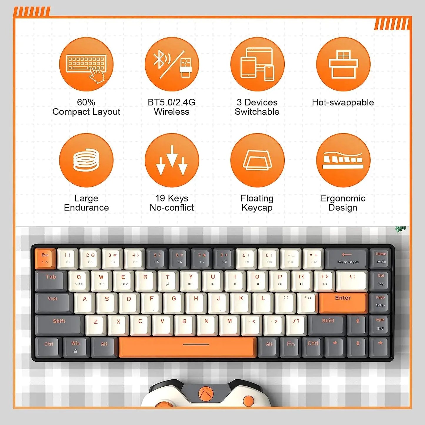 Retro Bluetooth Wireless Mechanical Keyboard