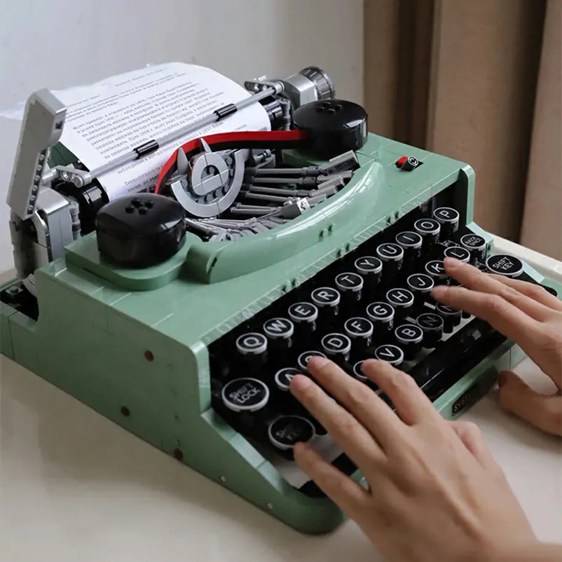 Green Retro Typewriter with Rounded Black Keys