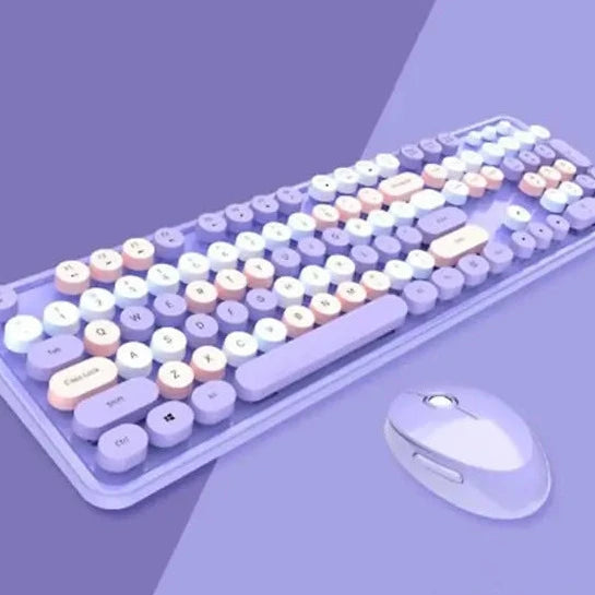 Wireless Candy Color Round Keycap Keyboard Set for PC