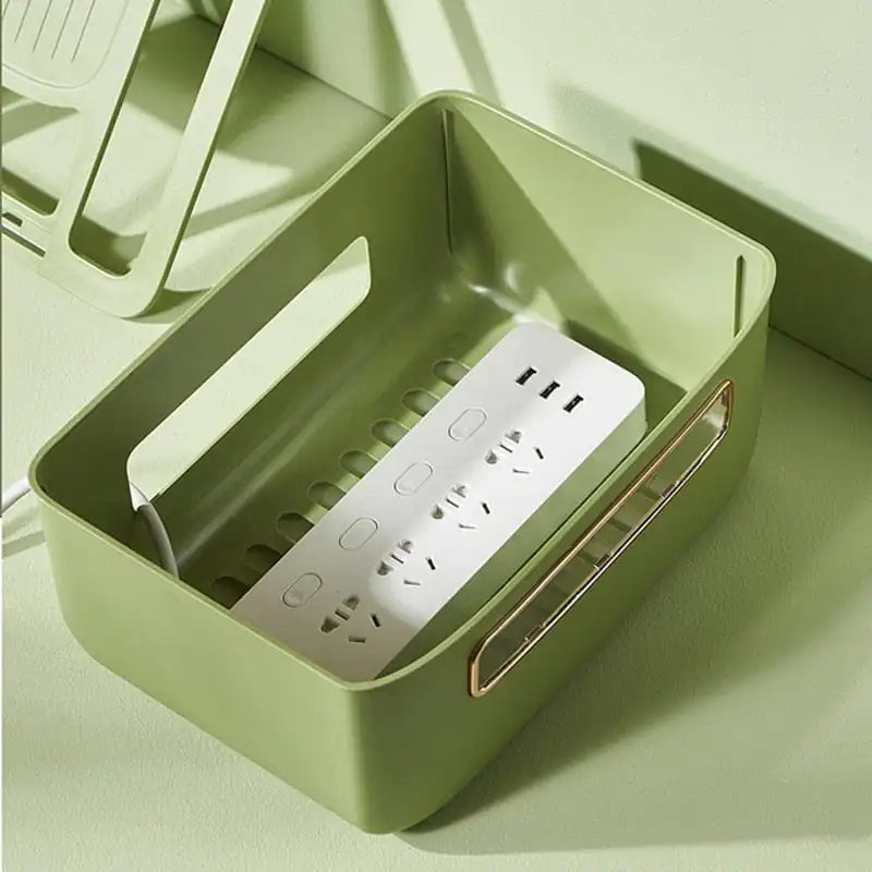 Creamy Retro Cable Organizer Box for Desks