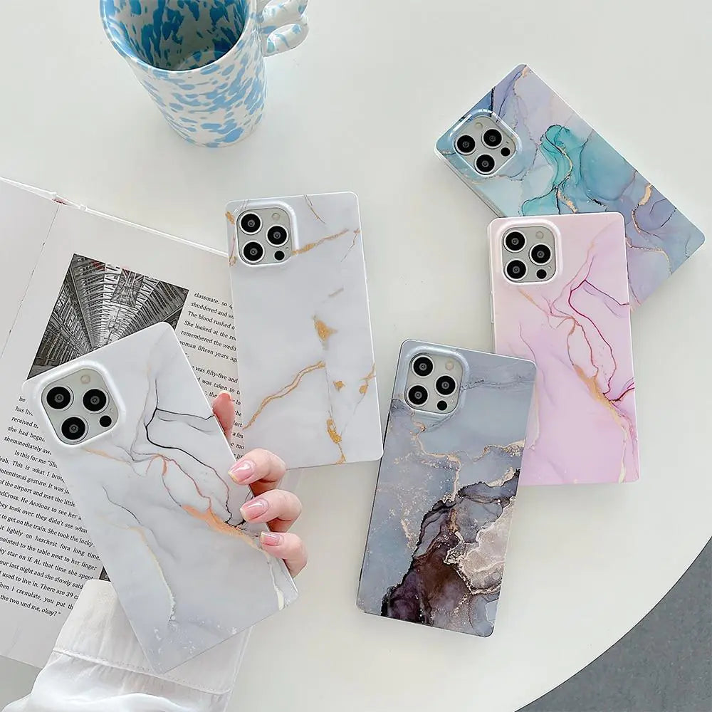 Square Marble Case iPhone 11, 12, 13, 14 Pro and Pro Max