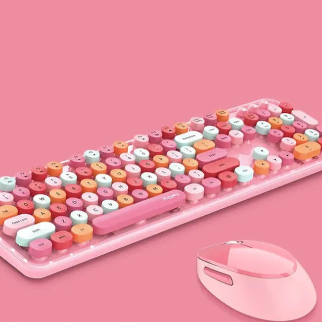 Wireless Candy Color Round Keycap Keyboard Set for PC