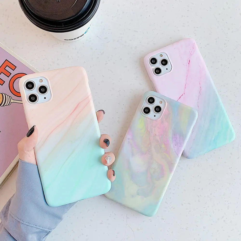 Soft Gradient Marble Cases for iPhone (X, XR, XS, 11, 12, 13, Pro Max)