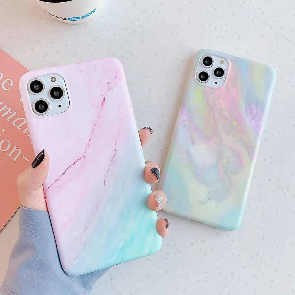 Soft Gradient Marble Cases for iPhone (X, XR, XS, 11, 12, 13, Pro Max)