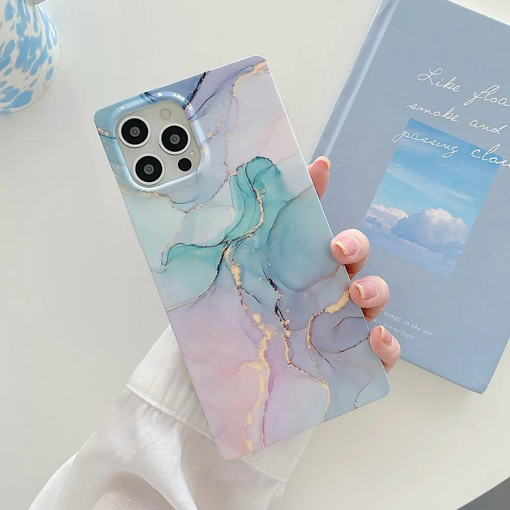 Square Marble Case iPhone 11, 12, 13, 14 Pro and Pro Max