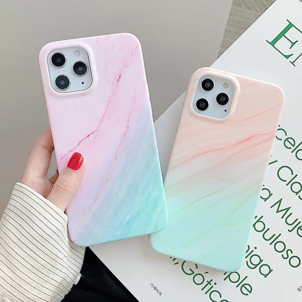 Soft Gradient Marble Cases for iPhone (X, XR, XS, 11, 12, 13, Pro Max)