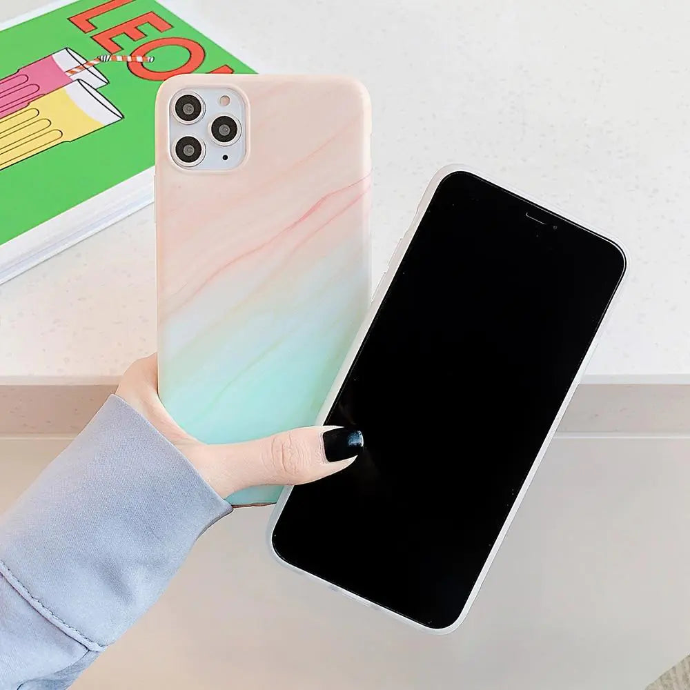 Soft Gradient Marble Cases for iPhone (X, XR, XS, 11, 12, 13, Pro Max)