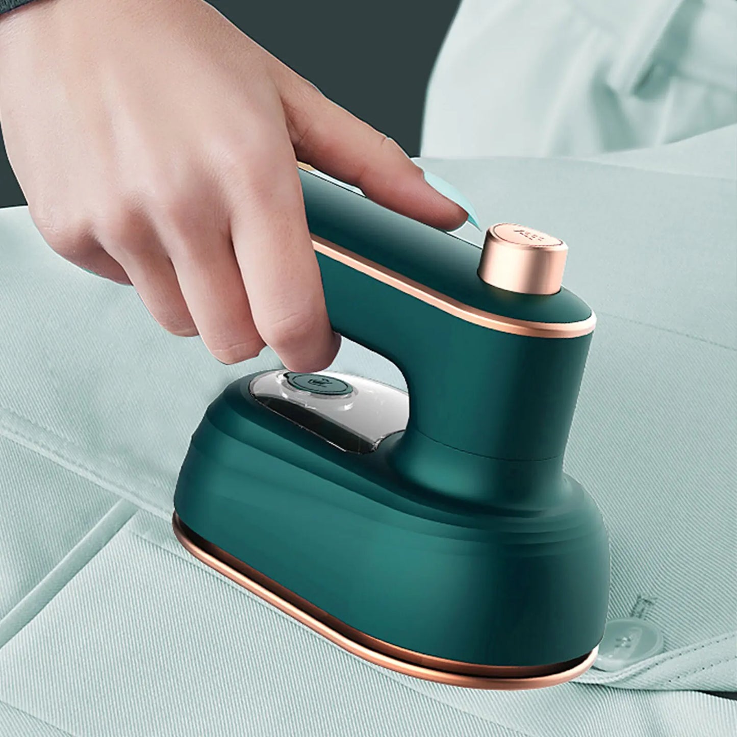 Portable Steam Iron Teal and Rose Gold for Travel