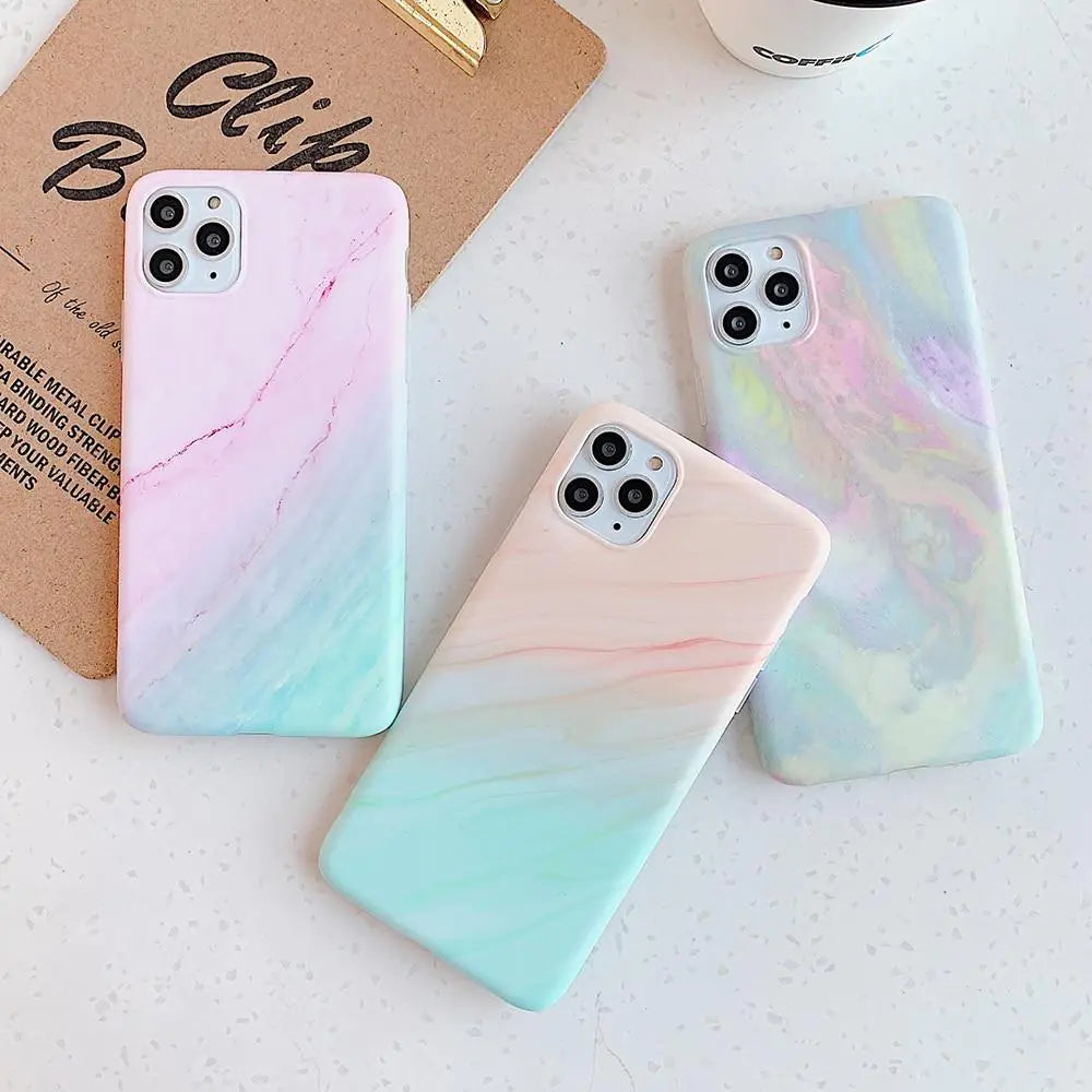 Soft Gradient Marble Cases for iPhone (X, XR, XS, 11, 12, 13, Pro Max)