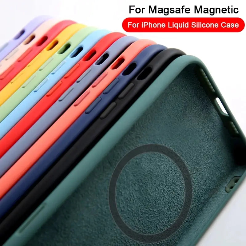 Magnetic Liquid Silicone Case For iPhones 12, 13, 14 Pro and Pro Max