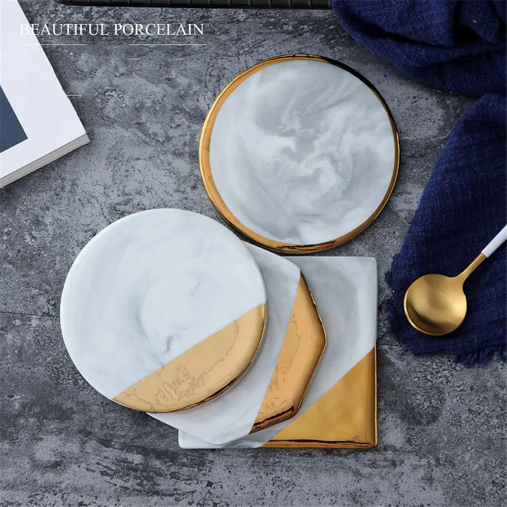 Gold Marble Ceramic Coaster: Tea Cup Pad and Table Mat