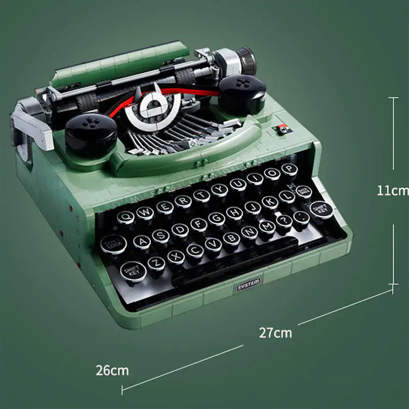 Green Retro Typewriter with Rounded Black Keys