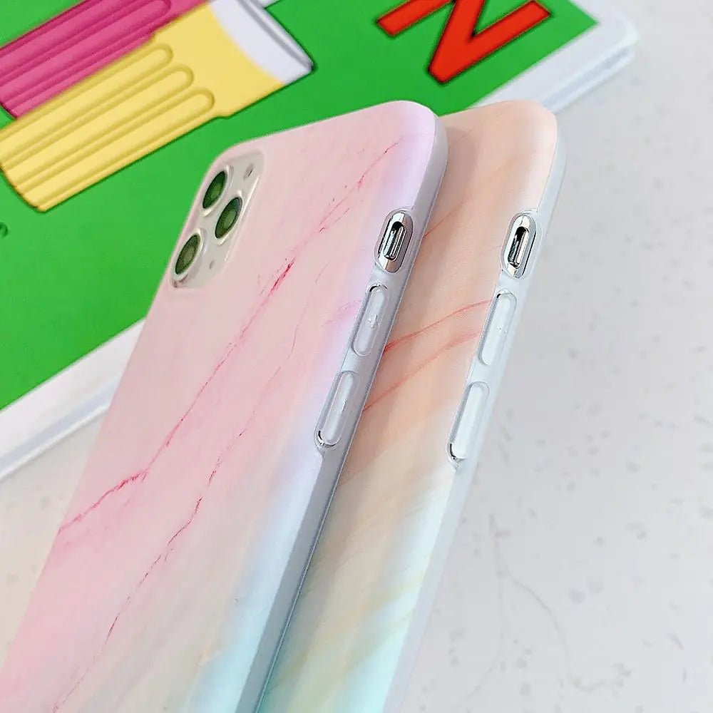 Soft Gradient Marble Cases for iPhone (X, XR, XS, 11, 12, 13, Pro Max)