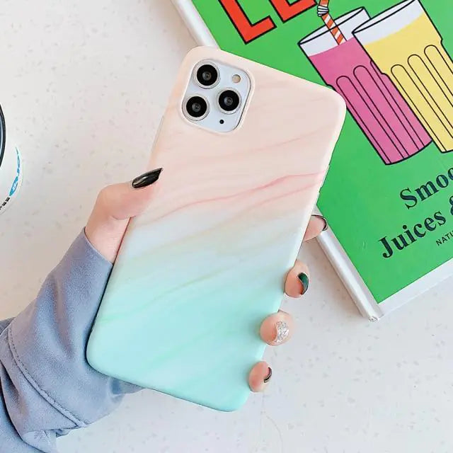 Soft Gradient Marble Cases for iPhone (X, XR, XS, 11, 12, 13, Pro Max)