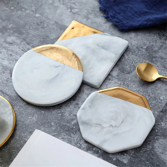 Gold Marble Ceramic Coaster: Tea Cup Pad and Table Mat