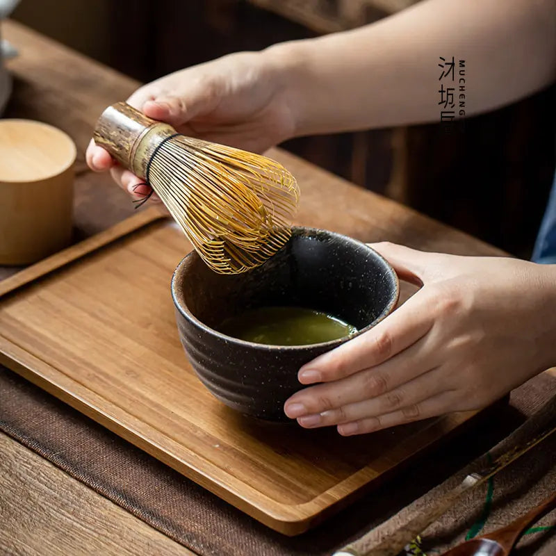 Traditional Matcha Set with Ceramic Bowl and Bamboo Whisk