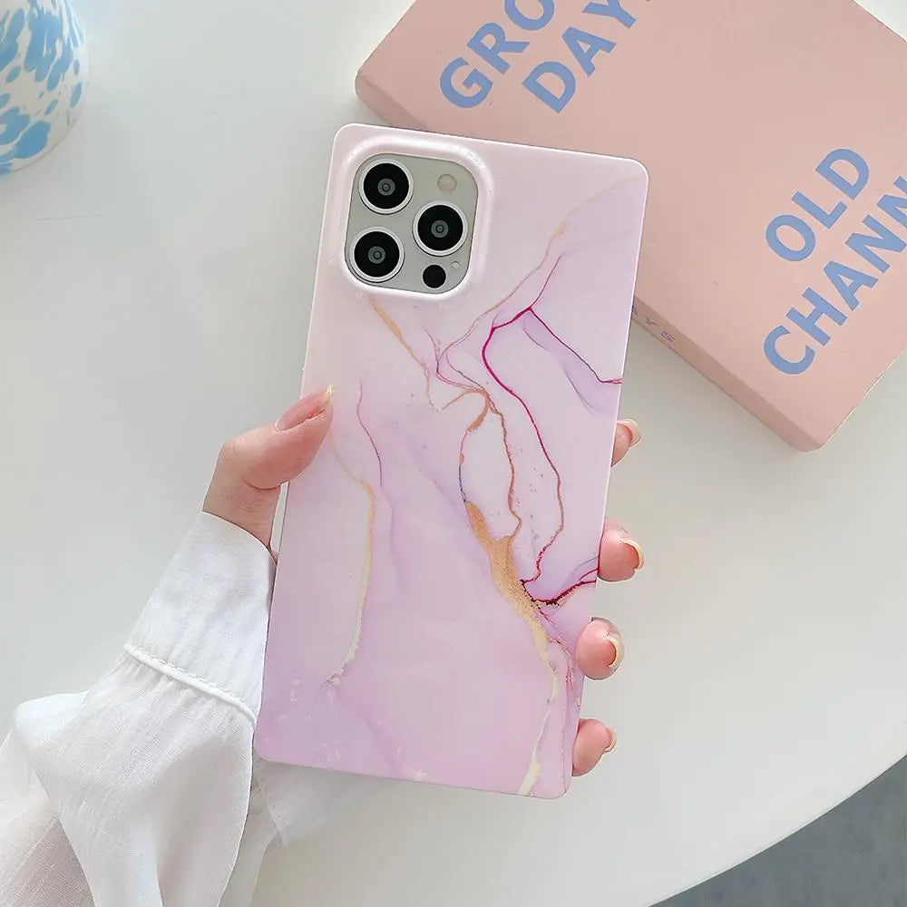 Square Marble Case iPhone 11, 12, 13, 14 Pro and Pro Max