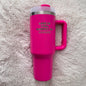 Hot pink 40oz stainless steel tumbler engraved with Love Is Cool Respect Is Cooler — Claws x Code
