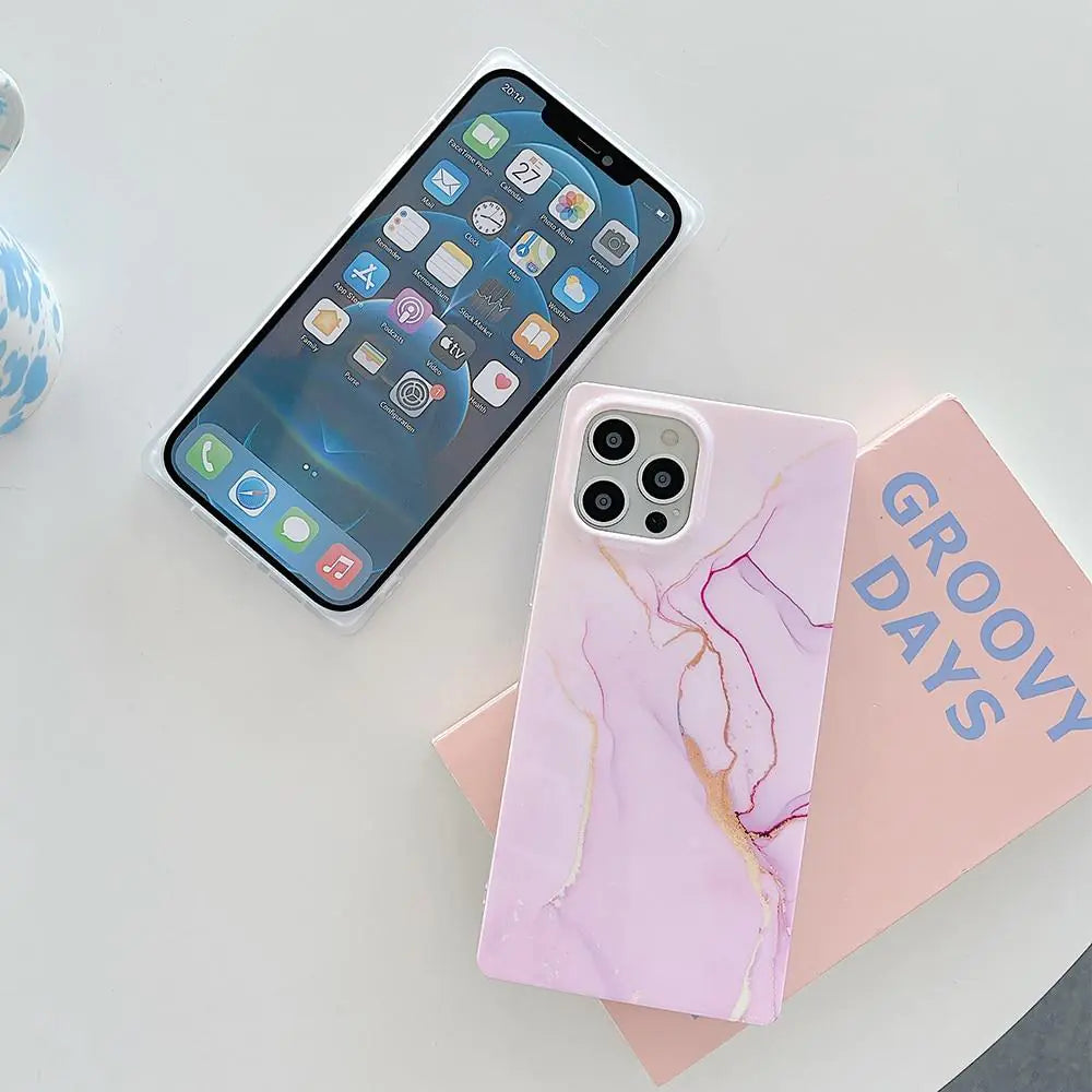 Square Marble Case iPhone 11, 12, 13, 14 Pro and Pro Max