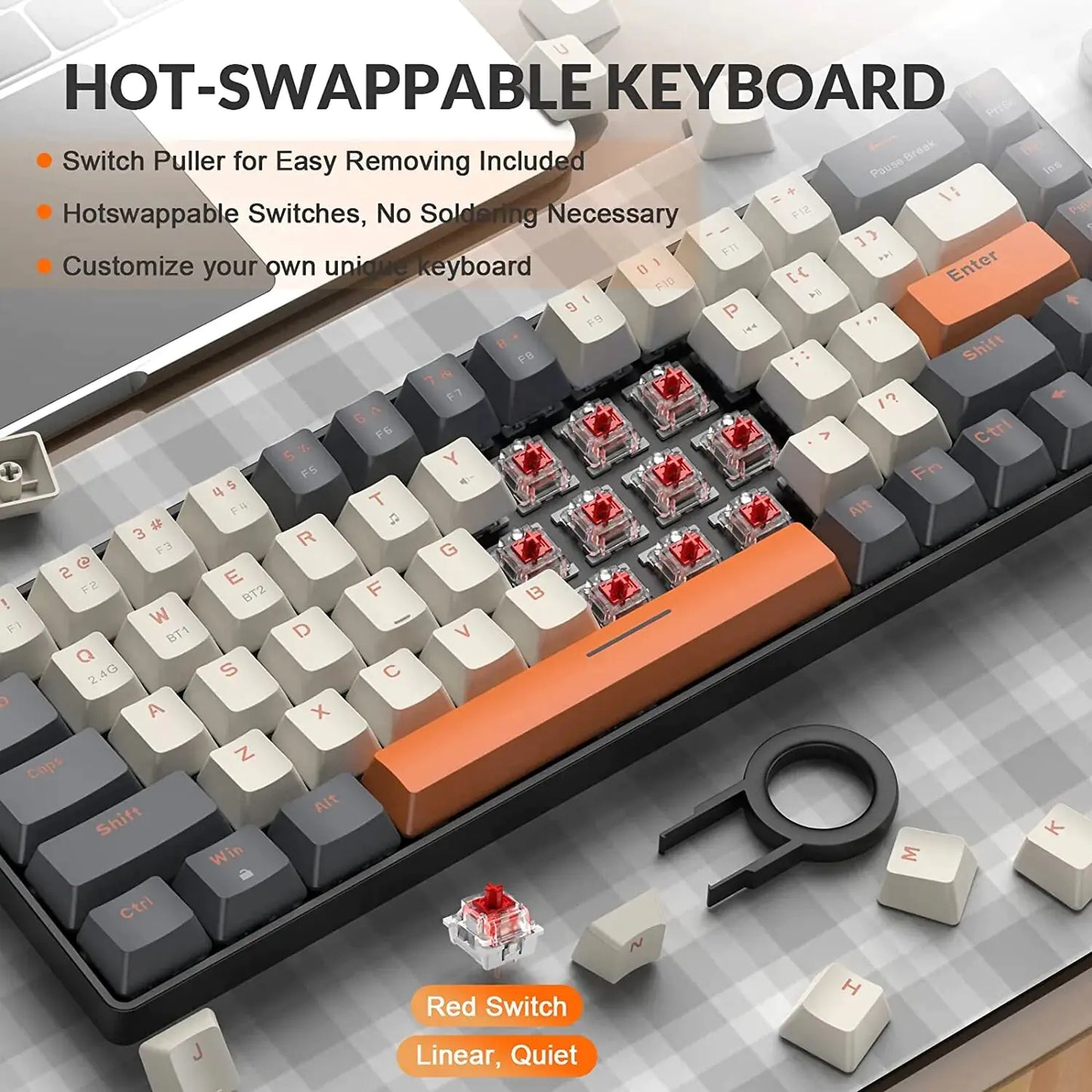 Retro Bluetooth Wireless Mechanical Keyboard