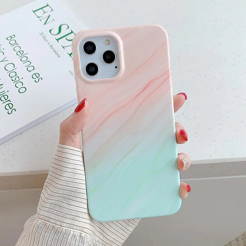 Soft Gradient Marble Cases for iPhone (X, XR, XS, 11, 12, 13, Pro Max)