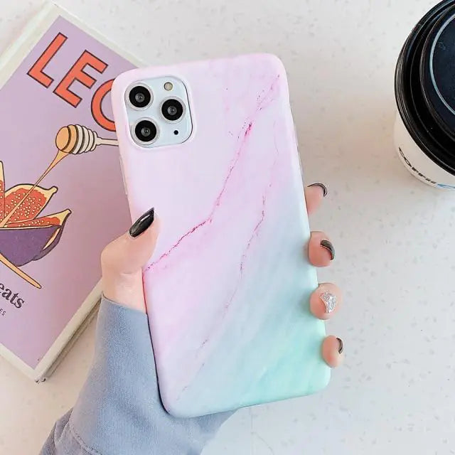 Soft Gradient Marble Cases for iPhone (X, XR, XS, 11, 12, 13, Pro Max)