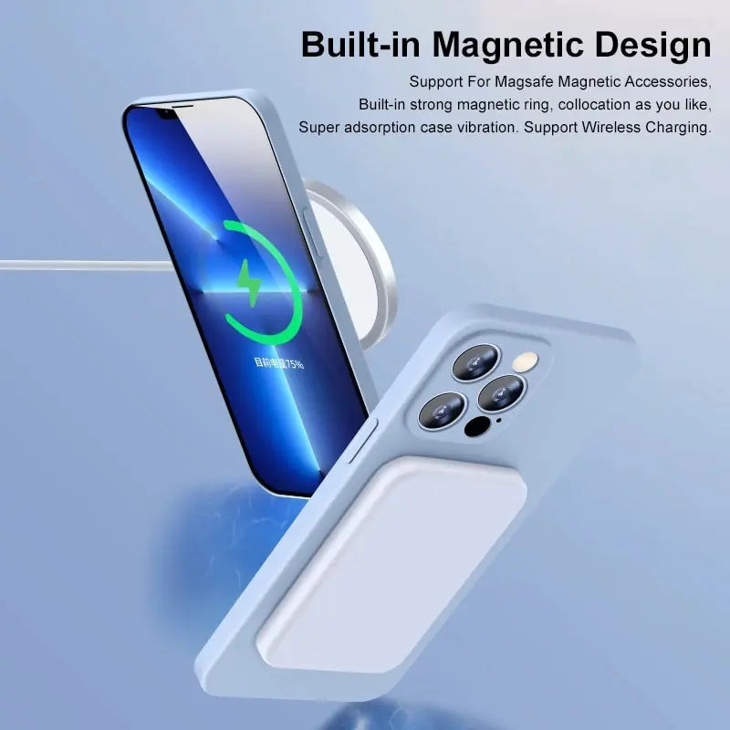 Magnetic Liquid Silicone Case For iPhones 12, 13, 14 Pro and Pro Max