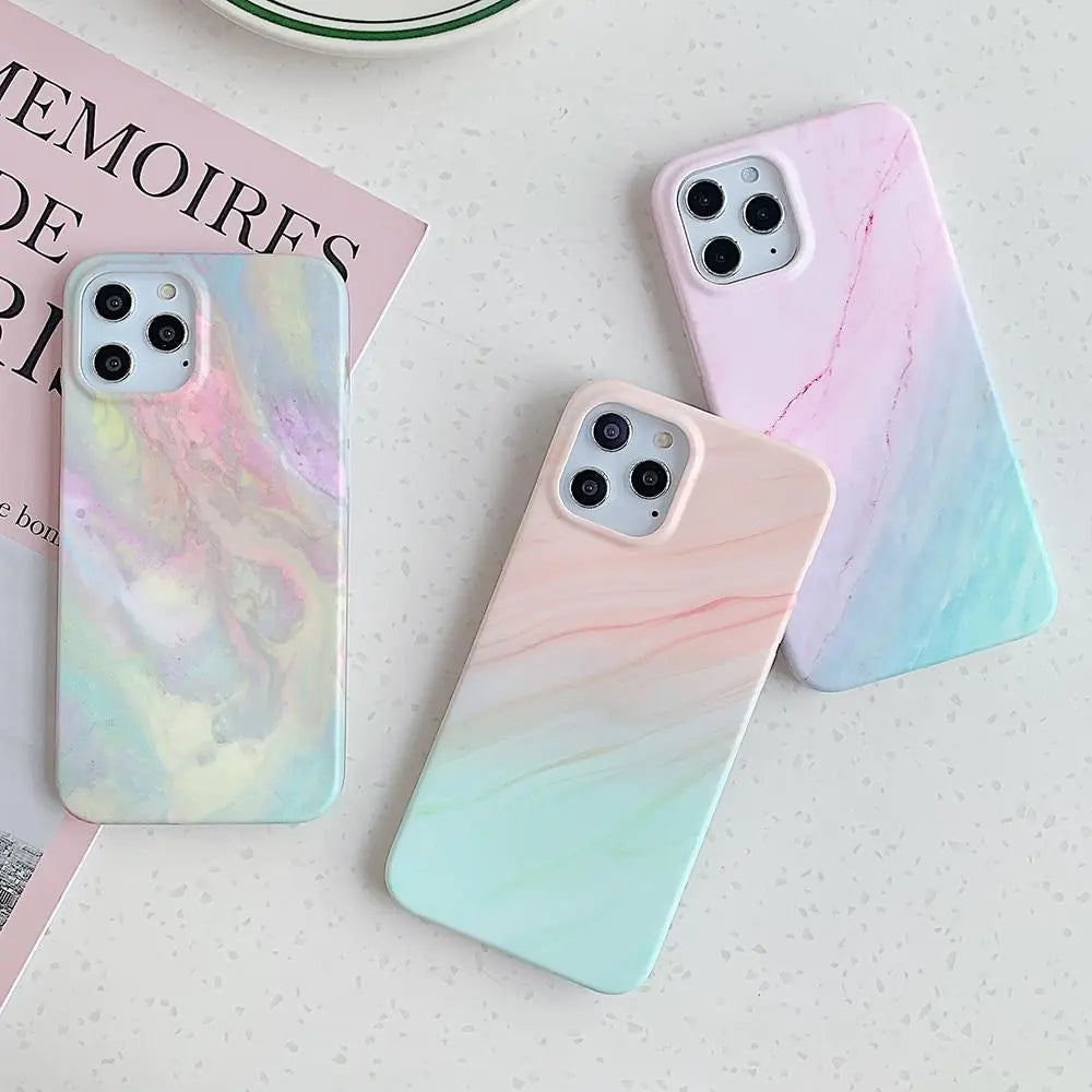 Soft Gradient Marble Cases for iPhone (X, XR, XS, 11, 12, 13, Pro Max)