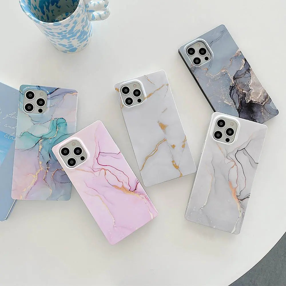 Square Marble Case iPhone 11, 12, 13, 14 Pro and Pro Max