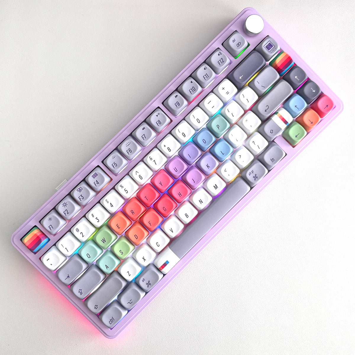 Mac Mechanical Keyboard Frame Compact Retro Rainbow in Purple