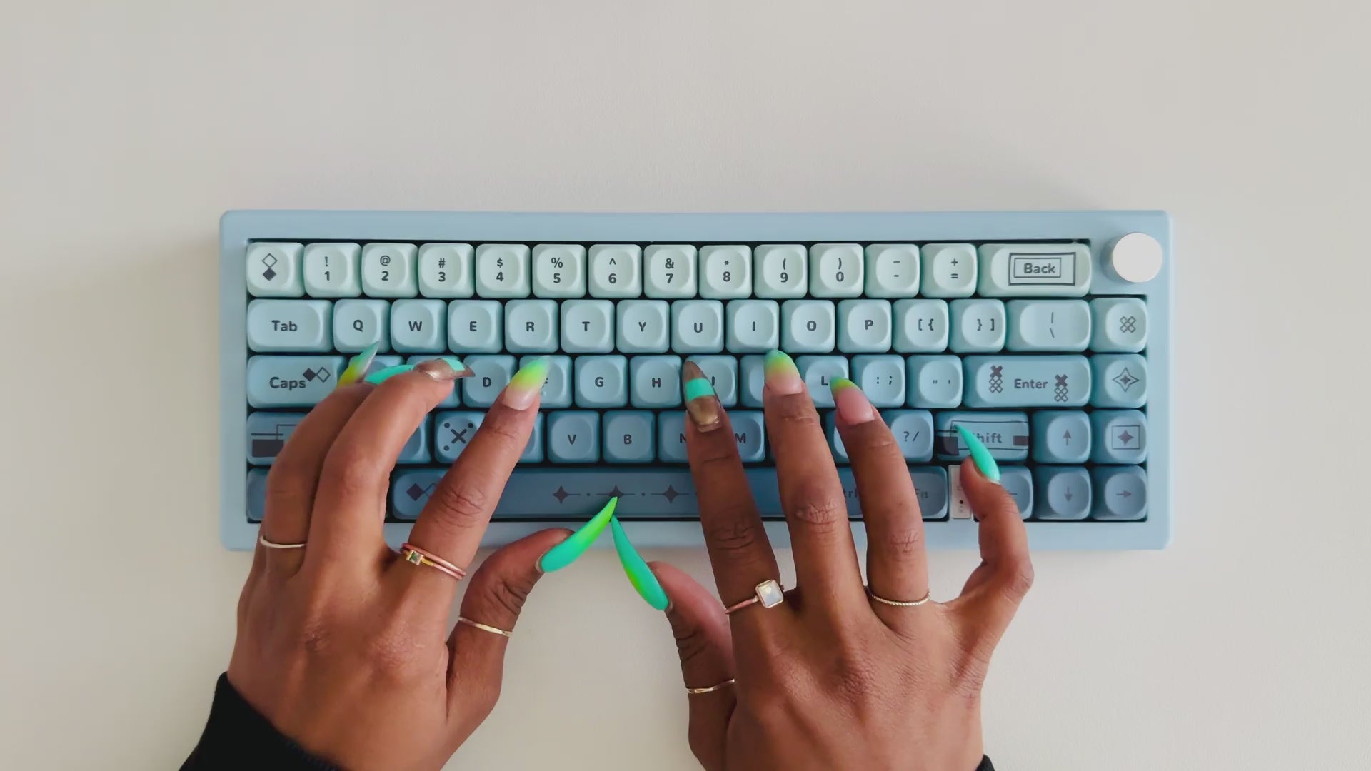 Mac Keyboard for Long Nails with RGB Lighting and Command Key