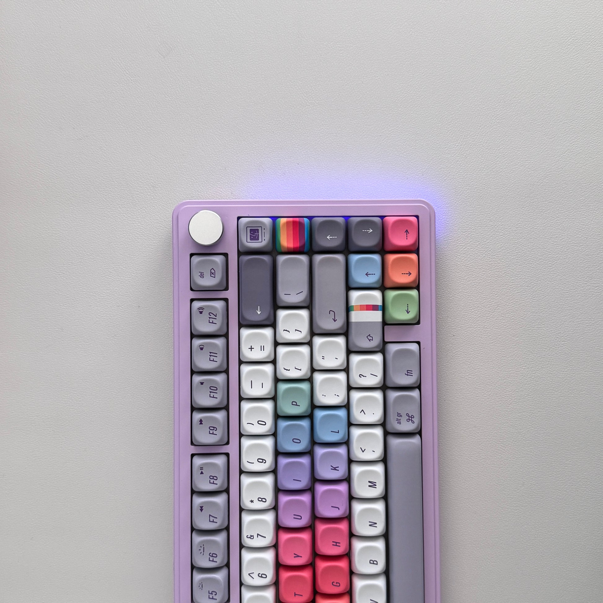 Mechanical Keyboard for Mac a Compact Retro Rainbow in Purple for Long Nails