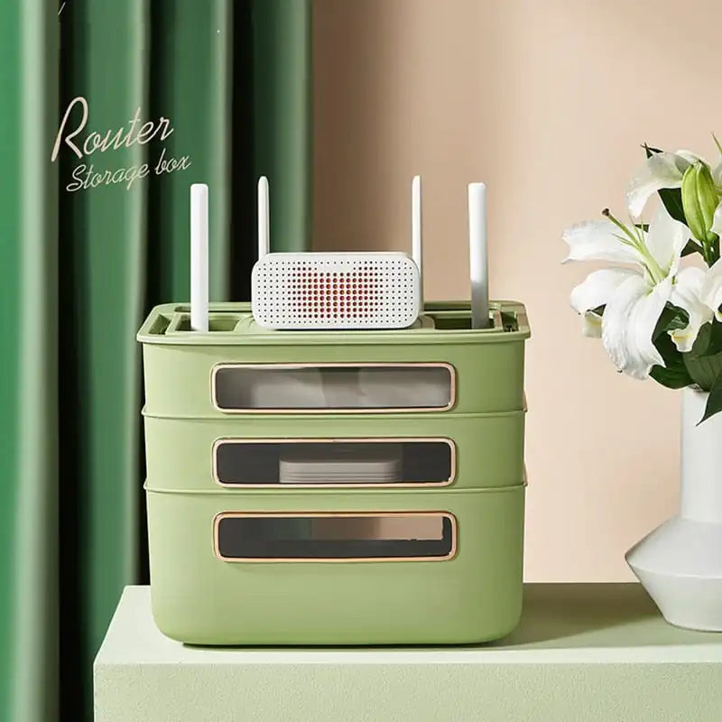 Creamy Retro Cable Organizer Box for Desks