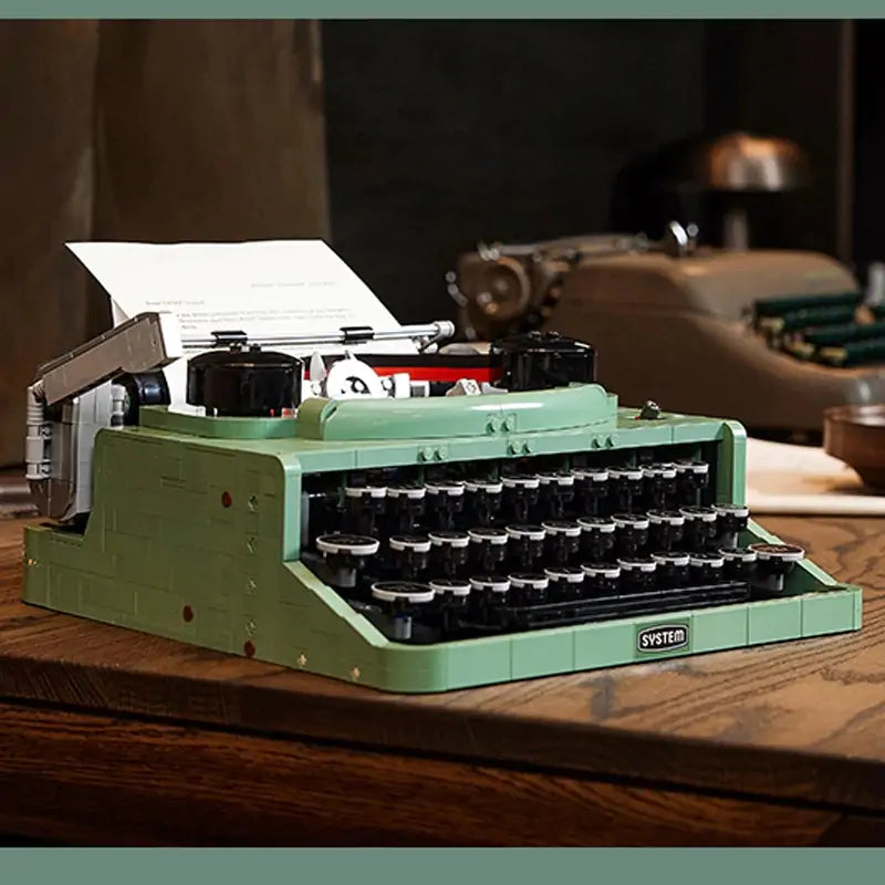 Green Retro Typewriter with Rounded Black Keys