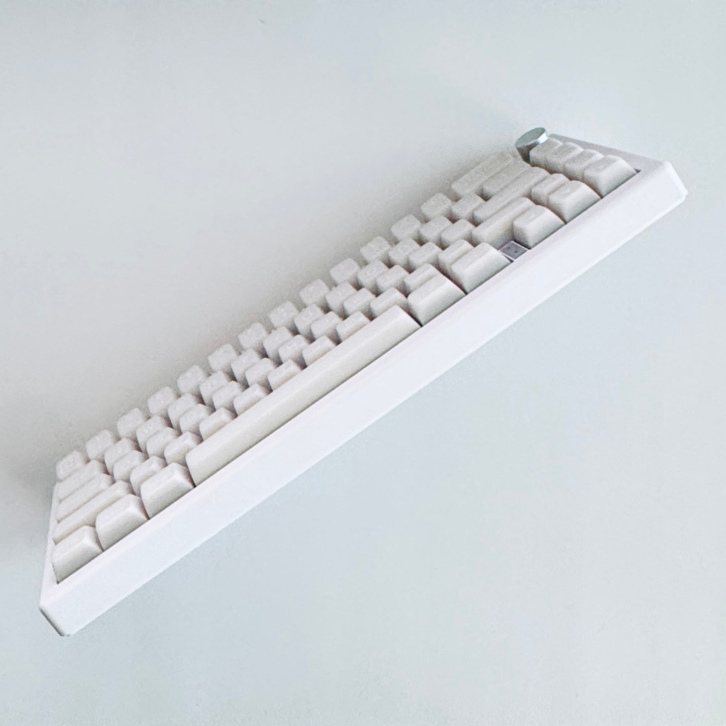 Translucent Creamy White Mechanical Keyboard with Silent or Thocky Keycaps a Bottom Profile