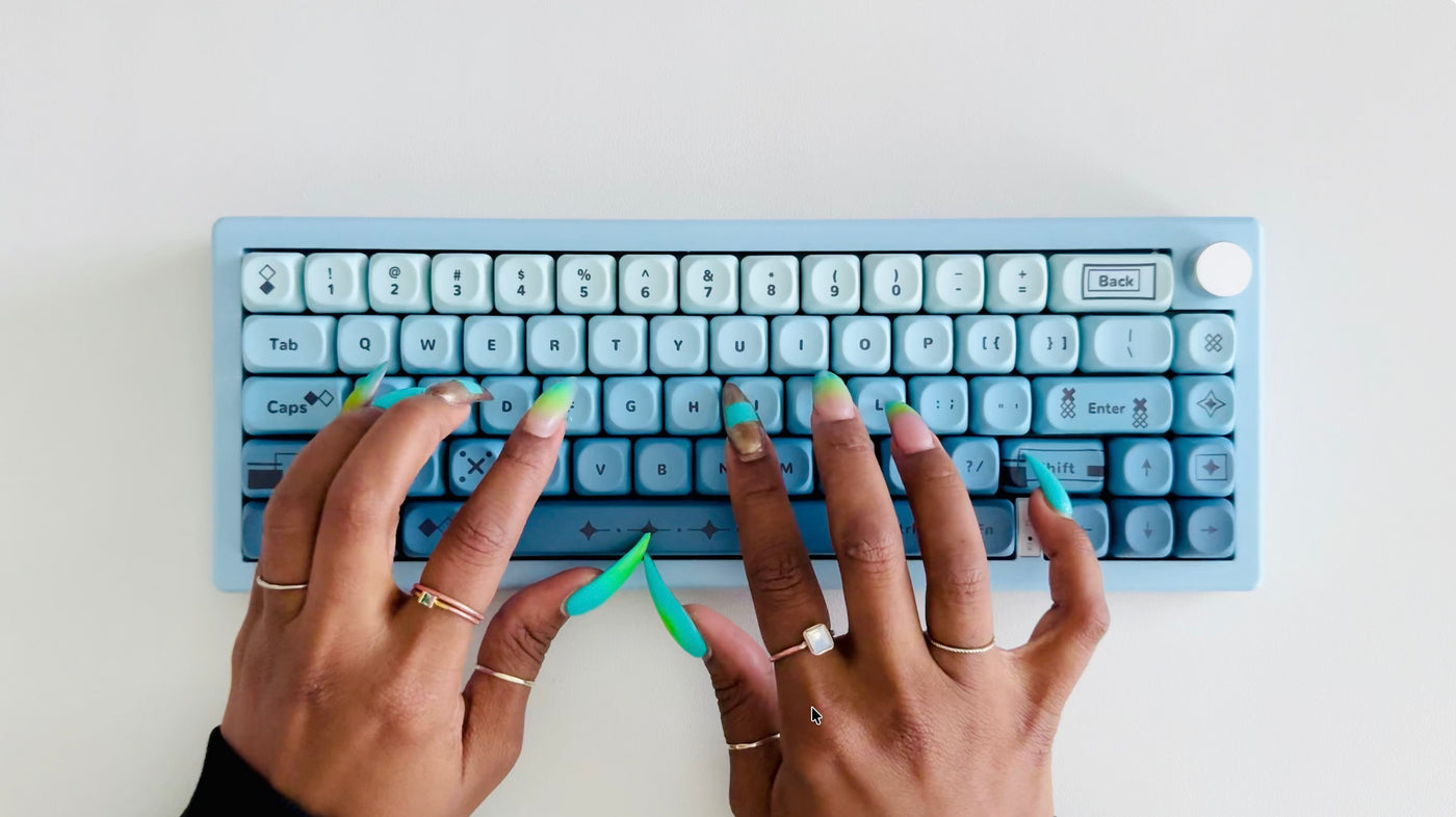 Mac Keyboard for Long Nails with RGB Lighting and Command Key