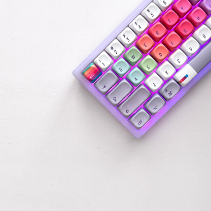 Frosted Translucent Keyboard Frame Compact Retro Rainbow in Purple with Lighting