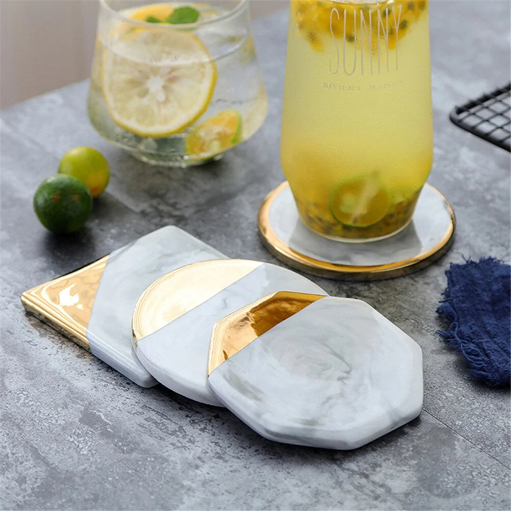 Gold Marble Ceramic Coaster: Tea Cup Pad and Table Mat